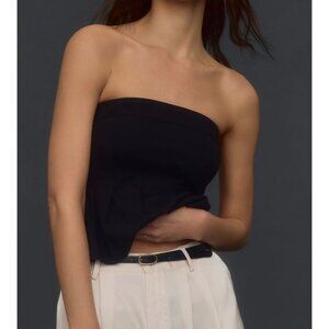 Maeve By Anthropologie Womens The Fontana Flared Tube Top Black Size L